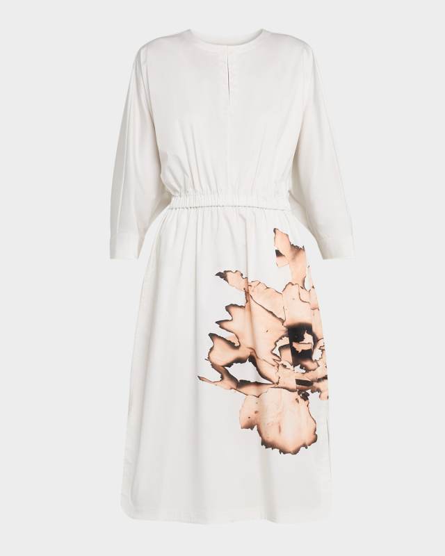 Abstrcat-Print Dolman-Sleeve Dress